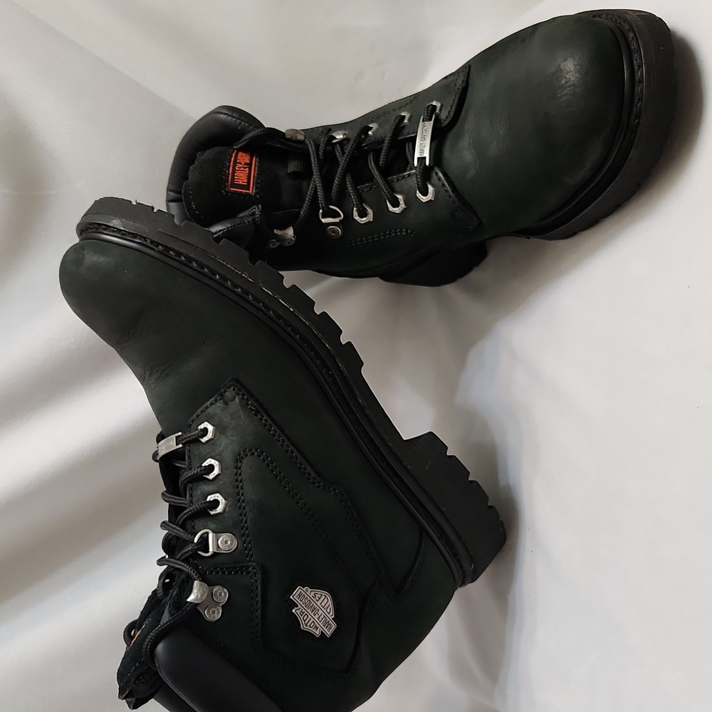 Harley-Davidson Badland Black Leather Motorcycle Riding Boots (M Size 10.5) - Picture 4 of 15